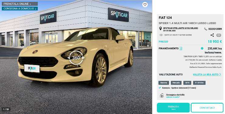 FIAT 124 Spider vendita auto usata