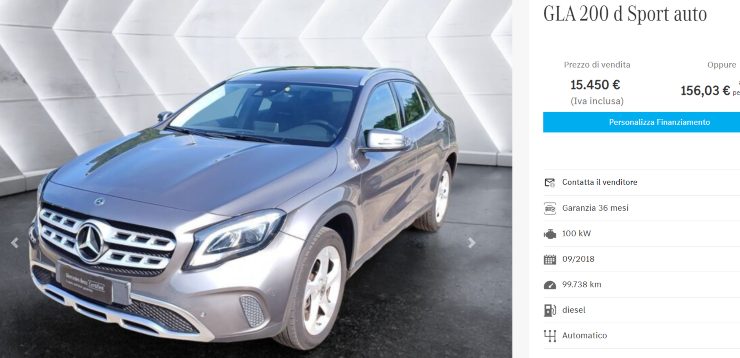 Mercedes GLA auto usata occasione