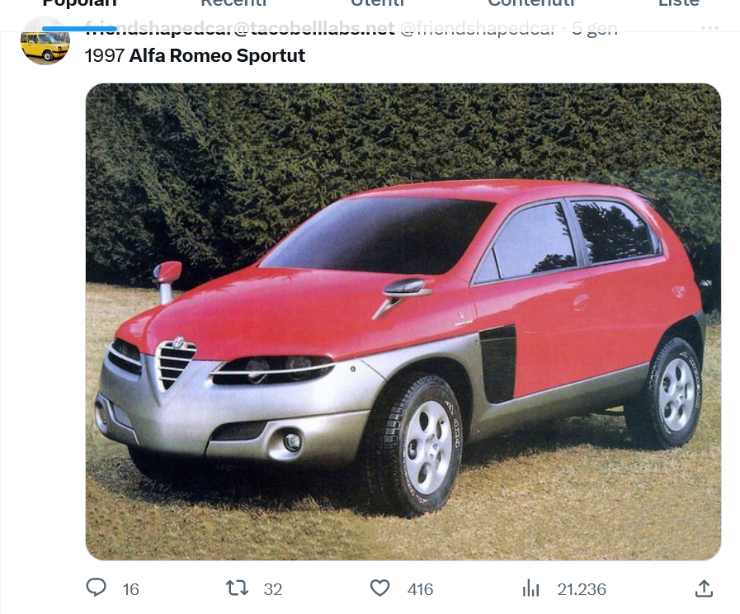 Alfa Romeo Sportut modello disastroso