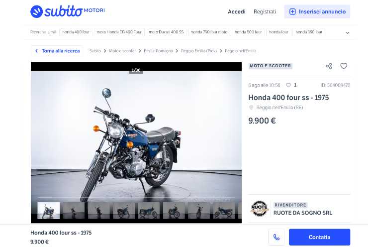 Il 400 Four SS della Honda in vendita