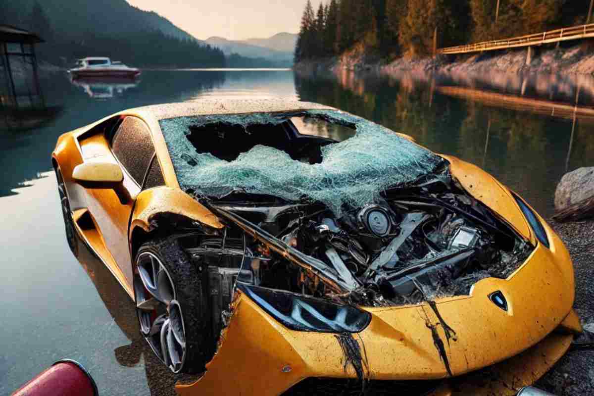 Il crash di una Lamborghini